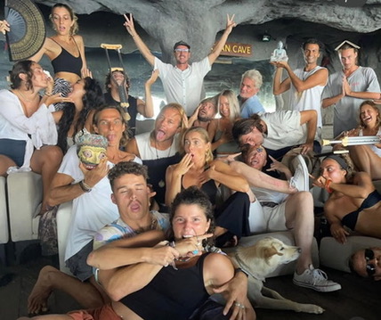 Cohort gathered in the Ocean Cave, laughing together