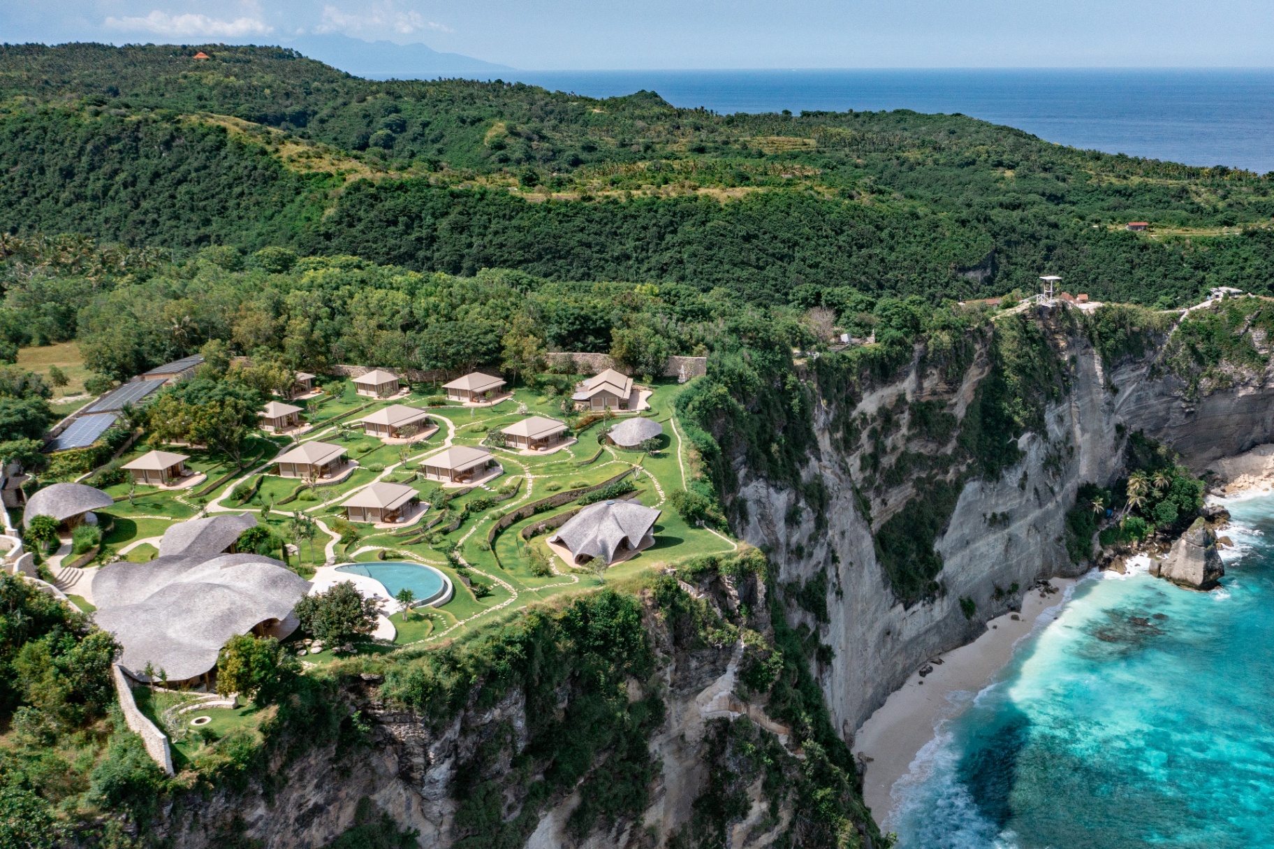 Cliffside venue, ocean below